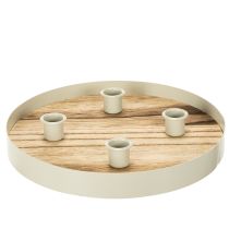Artikel Kerzenhalter Holz Metall Rund 25cm für 4 Stabkerzen