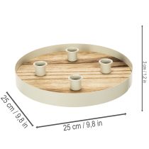 Artikel Kerzenhalter Holz Metall Rund 25cm für 4 Stabkerzen