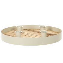Artikel Kerzenhalter Holz Metall Rund 25cm für 4 Stabkerzen