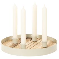 Artikel Kerzenhalter Holz Metall Rund 25cm für 4 Stabkerzen
