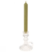 Artikel Eleganter Kerzenhalter mit Henkel aus Glas, klar 10,5cm, 4er Set für Stabkerzen