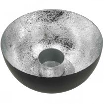 Kerzenhalter Schwarz Silber Weihnachtsdeko Ø13cm H6,5cm