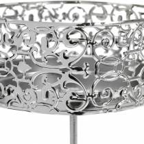 Artikel Florale Kerzenhalter zum Stecken Silbern Ø8,8cm H13,7cm 4 St Antik-Optik