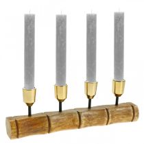 Kerzenhalter aus Metall, Mangoholz, Bambuslook L29,5cm Ø2,2cm