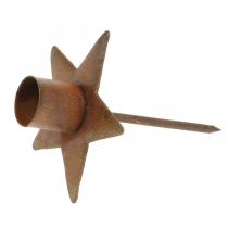 Artikel Kerzenhalter Stern Metall Edelrost zum Stecken Ø5cm für Adventsdeko – 4er Set
