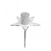 Baumkerzenhalter, Weihnachten, Stern zum Stecken, Kerzendeko aus Metall Weiß Shabby Chic Ø5cm