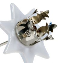Kerzenhalter Stern Weiß-Silber Ø6cm 4St