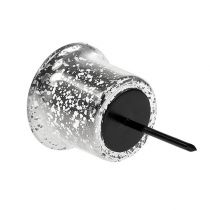 Artikel Silberner Teelichthalter aus Glas Ø6cm H10cm Set 2 Stück für stilvolle Dekoration