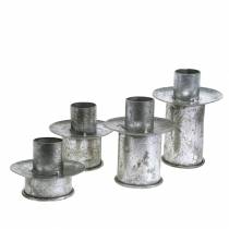 Stufen-Kerzenhalter-Set Silber Antik Ø9,5–10,5cm H7–14cm 4Stck