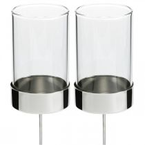 Kerzenhalter zum Stecken Metall/Glas Ø5cm H14cm 4St
