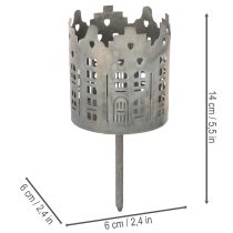 Artikel Teelichthalter mit Dorn aus Metall 6 cm Häuser-Design 2er-Set
