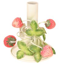 Artikel Kerzenständer Sommer Metalldeko Erdbeermotiv Creme H13cm
