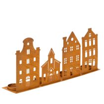 Artikel Kerzenständer Weihnachtsbeleuchtung Deko Häuser Rost 52×12cm