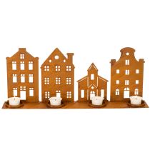 Artikel Kerzenständer Weihnachtsbeleuchtung Deko Häuser Rost 52×12cm