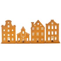 Artikel Kerzenständer Weihnachtsbeleuchtung Deko Häuser Rost 52×12cm