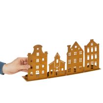 Artikel Kerzenständer Weihnachtsbeleuchtung Deko Häuser Rost 52×12cm