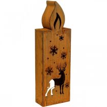 Teelichthalter Weihnachten Edelrost Kerze Hirsch 45x14cm