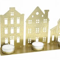Artikel Kerzenständer Weihnachtsbeleuchtung Deko Häuser Gold 52×12cm