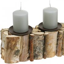 Tischdeko Advent Birke Kerzenständer Holz 45×8cm H9cm