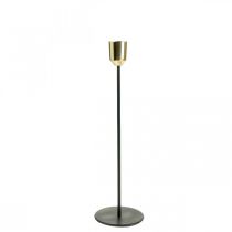 Kerzenhalter Gold / Schwarz, Kerzenständer aus Metall H29cm Ø2,2cm