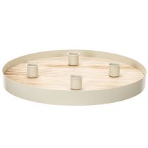 Artikel Kerzentablett rund Holz 30 cm für 4 Stabkerzen