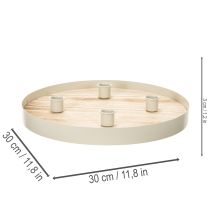 Artikel Kerzentablett rund Holz 30 cm für 4 Stabkerzen