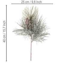 Artikel Künstlicher Kiefernzweig mit Zapfen 40cm Grün-Braun-Weiß