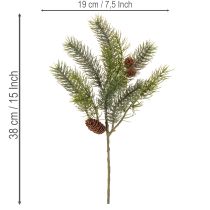Artikel Künstlicher Deko-Zweig mit Tannenzapfen 38 cm Grün Kunststoff für Innenbereich