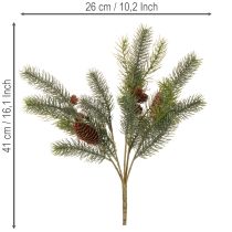 Artikel Kunstzweig Tannenzweig mit Zapfen 41 cm Grün Kunststoff