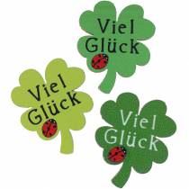 Artikel Kleeblatt „Viel Glück" Holzdeko zum Kleben Grün 3,5cm 45St