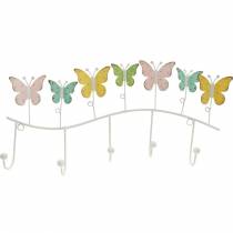 Frühlingsdekoration, Hakenleiste mit Schmetterlingen, Metalldeko, Deko-Garderobe 36cm