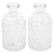 Kleine Glasvase Vase Rautenmuster Glas Transparent H12,5cm 6St