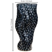 Artikel Korallen Deko Vase Keramik Blau Beige Maritim geschwungen H20cm