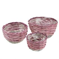 Korb rund 3er-Set Ø14cm - 24cm Rosa, Natur