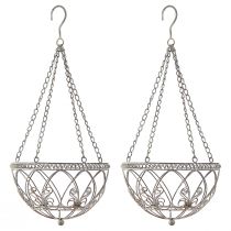 Artikel Metall Blumenampel zum Hängen, antike Patina, Ø25cm H56cm, für In- & Outdoor