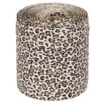 Artikel Geschenkband Kräuselband Baumwolle 10mm 100m Leopardenmuster Creme