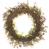 Artikel Künstlicher Eukalyptuskranz rund 45cm Kunststoff Grün-Braun für Herbstdekoration