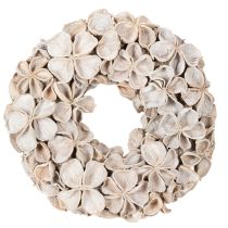 Artikel Trockenblumenkranz aus Landlotus, Ø 35 cm, geweißte Blütenoptik, für Innenbereich