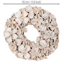 Artikel Trockenblumenkranz aus Landlotus, Ø 35 cm, geweißte Blütenoptik, für Innenbereich
