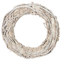 Artikel Kranz aus Holz und Rindenfasern Ø 40 cm geweißte Oberfläche für Innenbereich
