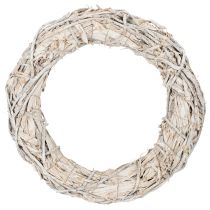 Artikel Zweigkranz rund 50cm geweißtes Holz und Rindenfaser