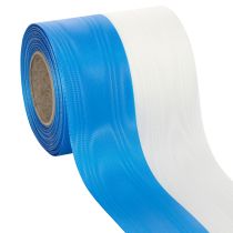 Artikel Kranzband Moiré Blau-Weiß 100mm Dekoband Taft