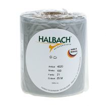 Artikel Satin Kranzband Silber 100mm 25m für Trauer, Gedenkkränze & Jubiläen, Wetterfest & Kompostierbar