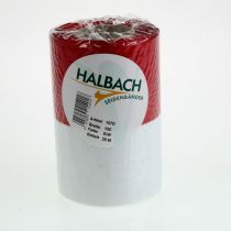 Artikel Moiré-Kranzband, Trauerband Weiß-Rot, Dekoband 150mm, Gedenkband Trauerflor, Acetat Taft 25m