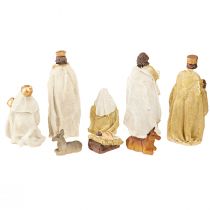 Artikel Krippenfiguren Set 8 Figuren Creme Gold Handbemalt 6-12,5cm