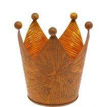 Teelichthalter Krone Rost Gold Optik Metall Deko H10cm