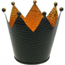 Teelichthalter Krone Schwarz Gold Tischdeko Metall H13,5cm