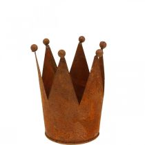 Krone aus Metall, Rostdeko zum Bepflanzen, Edelrost Ø10,5cm H13,5cm