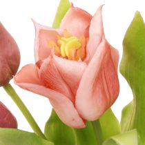 Artikel Künstliche Kronentulpen Blumen Lila Rosa 7er Bund 34cm