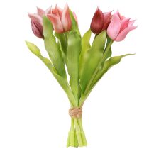 Artikel Künstliche Kronentulpen Blumen Lila Rosa 7er Bund 34cm